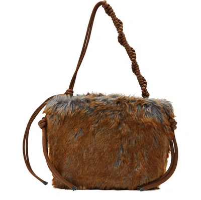 Shop Dries Van Noten Fur Tote Bag In Brown