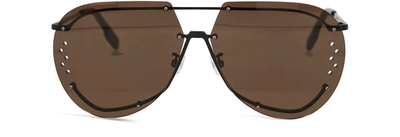 Shop Kenzo Aviator Glasses In Metal In Shiny Black Brown