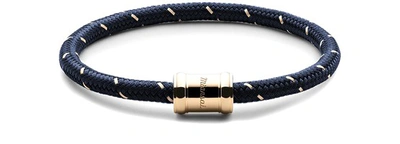 Shop Miansai Mini Single Rope Bracelet In Navy Gold