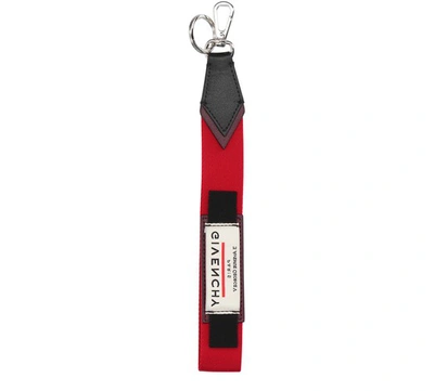 Shop Givenchy Strap Keyring In Red/black