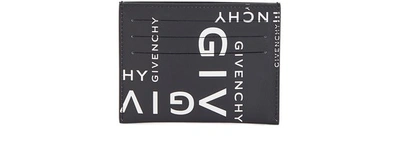 Shop Givenchy Leather Card Holder In Noir Blanc