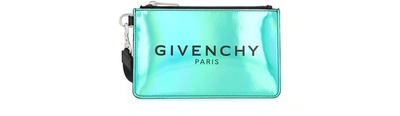 Shop Givenchy Hologramme Mini Clutch Bag In Turquoise