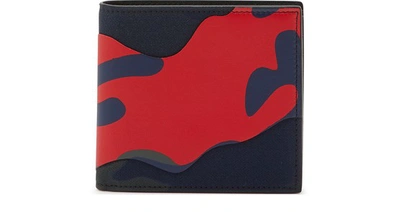 Shop Valentino Garavani Billfold Camouflage Wallet In Marine/rouge