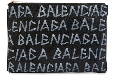 Shop Balenciaga Graffiti Leather Briefcase In 1080