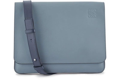 Shop Loewe Gusset Flat Messenger Bag In Gunmetal