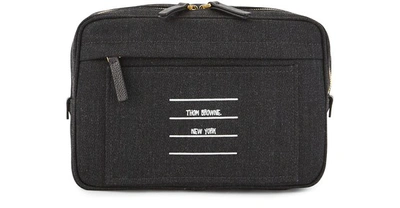 Shop Thom Browne Paper Label Bum Bag In Dark Grey