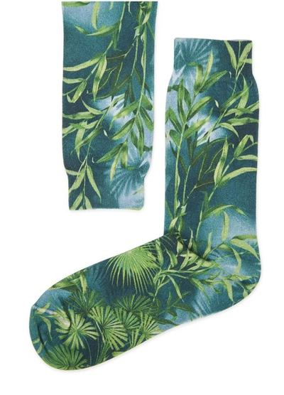 Shop Versace Jungle Print Socks In Verde Stampa