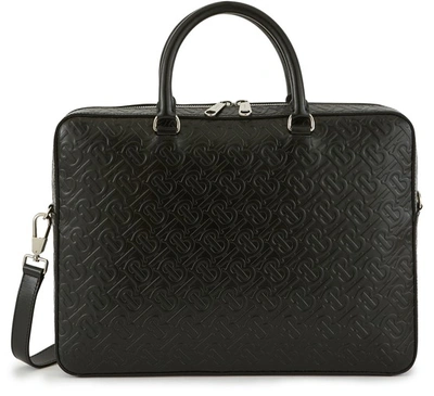 Shop Burberry Ainsworth Leather Laptop Bag In Black
