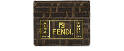 Shop Fendi Ff Card Holder In Tobacco Gallo