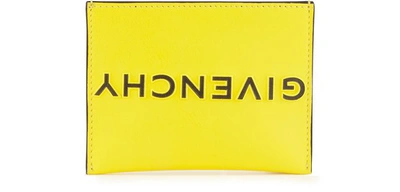 Shop Givenchy Logo Leather Card Holder In Jaune/noir