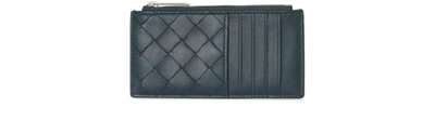 Shop Bottega Veneta Leather Card Holder In Deep Blue