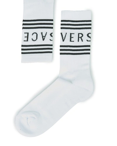 Shop Versace Socks In Bianco Nero