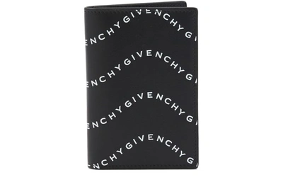 Shop Givenchy Leather Card Holder In Noir Blanc