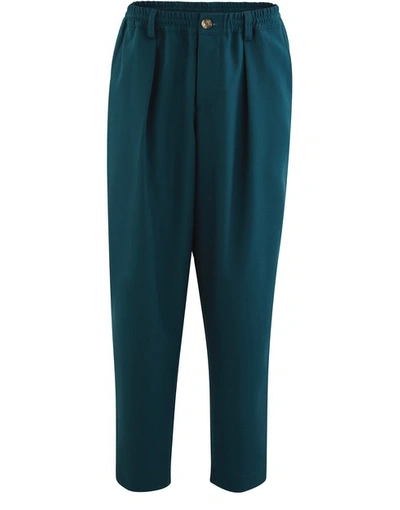 Shop Marni Tropical Wool Pants In Dark Green