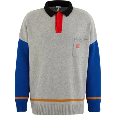 Shop Loewe Polo Shirt In Grey/blue