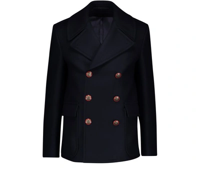 Shop Givenchy Wool Peacoat In Black