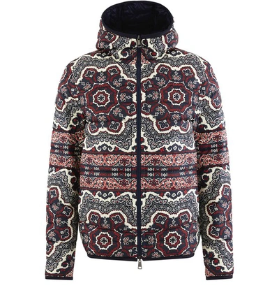 Shop Moncler Printed Down Jacket In Red Blue White