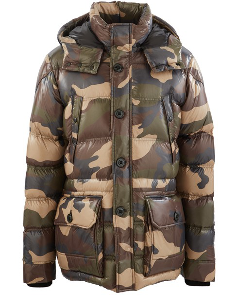 Moncler Camouflage Print Padded Coat In 240 Camo Green | ModeSens