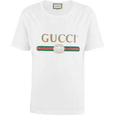 Shop Gucci Oversized T-shirt With Logo In White/green/red