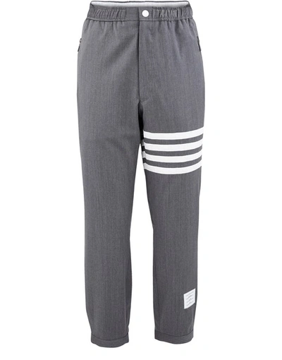 Shop Thom Browne Super 120s 4-bar Trousers In Med Grey
