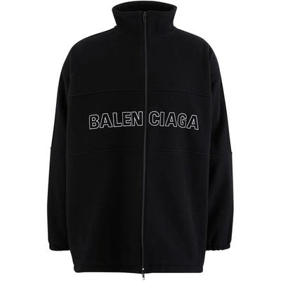 Shop Balenciaga Logo Wool Jacket In 1000