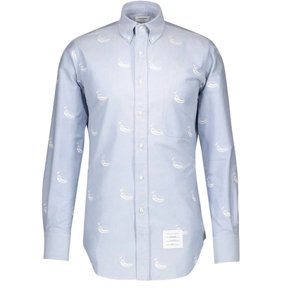 Shop Thom Browne Embroidered Duck Shirt In Light Blue