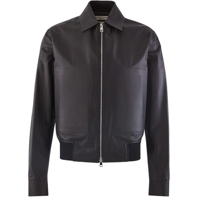 Shop Bottega Veneta Calfskin Leather Jacket In Black