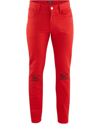 Shop Raf Simons Embroidered Jeans In Red