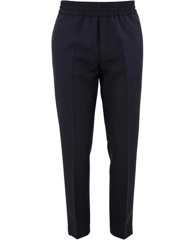 Shop Acne Studios Elasticated Waist Trousers In Navy Blue