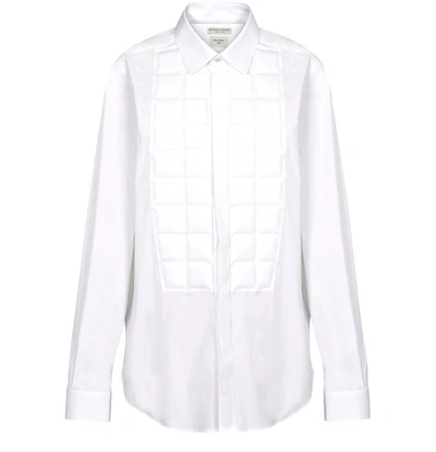 Shop Bottega Veneta Panel Stretch Poplin Shirt In White