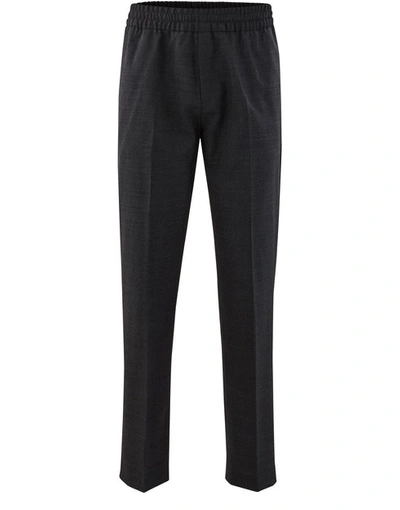 Shop Acne Studios Wool Trousers In Dark Grey Melange