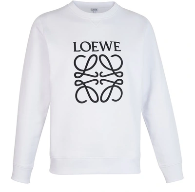 Shop Loewe Anagram Round Neck Sweatshirt In White
