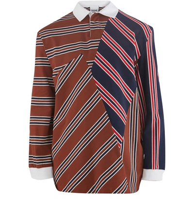 Shop Koché Striped Polo Shirt In Stripe Brown White Navy