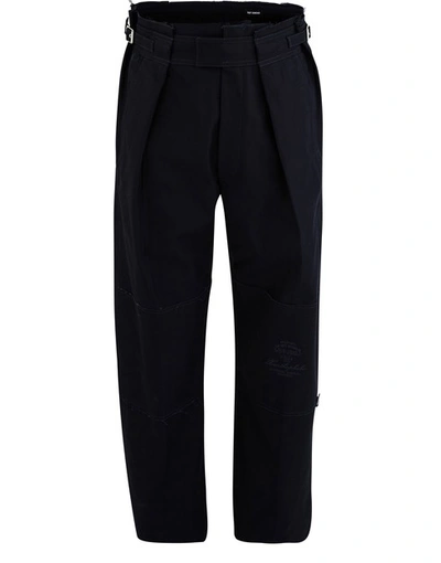 Shop Raf Simons Wide Trousers With Patches In Dark Navy