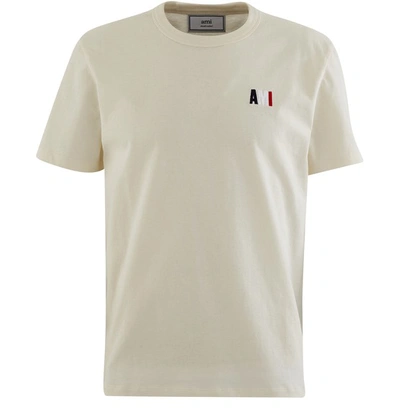 Shop Ami Alexandre Mattiussi Cotton T-shirt In Ecru
