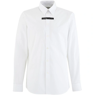 Shop Givenchy Bound Tape Logo Long Sleeve Popeline Shirt In White