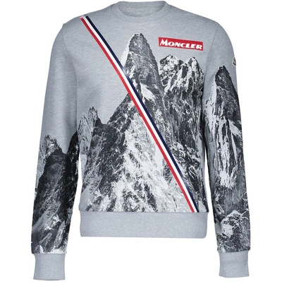 Shop Moncler Maglia Printed Sweatshirt In Light Grey