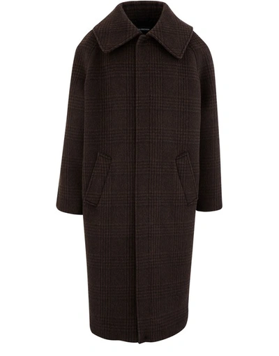 Shop Balenciaga Incognito Wool Coat In Brown