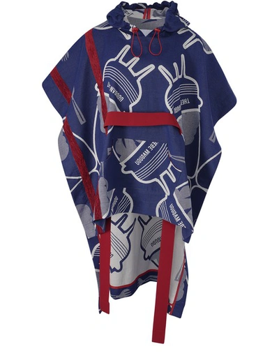 Shop Thebe Magugu Poncho In Navy Cream White