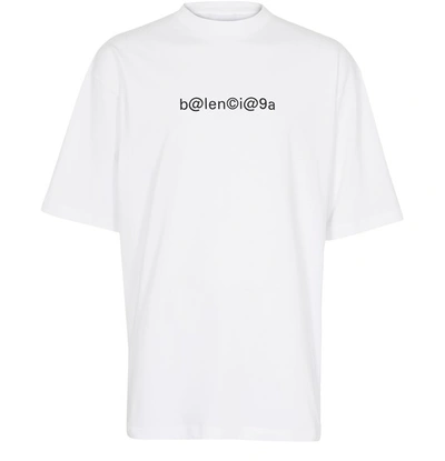 Shop Balenciaga Short Sleeve Large Fit Logo T-shirt In White Black