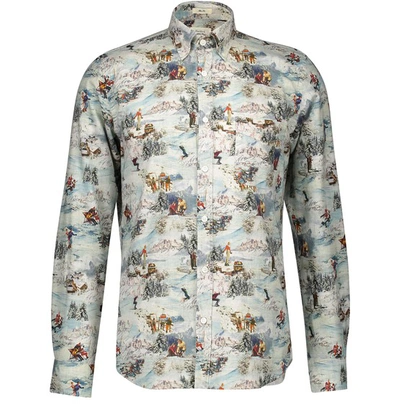 Shop Hartford Side Cotton Shirt In Val D Isere 67 Skiers Print