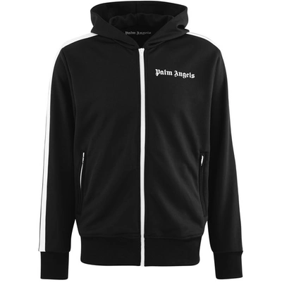 Shop Palm Angels Hooded Jogging Top In Black/white