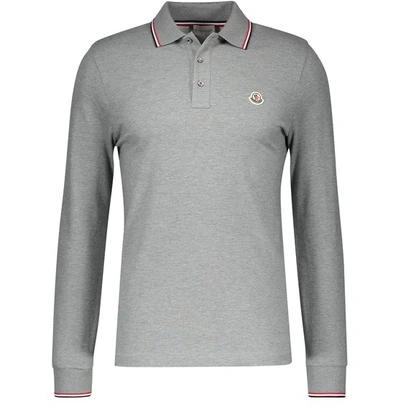 Shop Moncler Maglia Polo Shirt In Grey