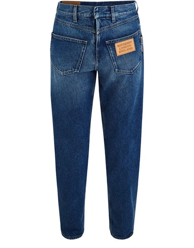 Shop Burberry Workwear Trousers In Indigo Blue