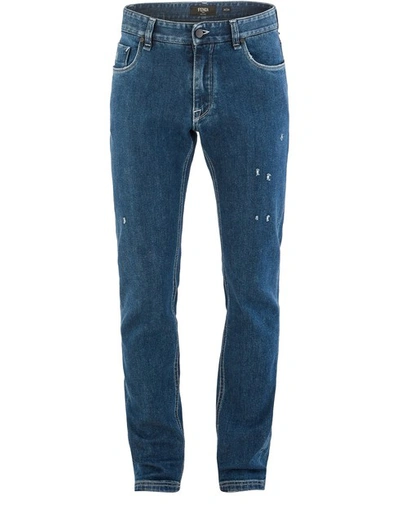 Shop Fendi Jeans With Diabolic Detail In Dark Blue