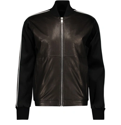 Shop Givenchy Leather And Satin Bomber Jacket In Black