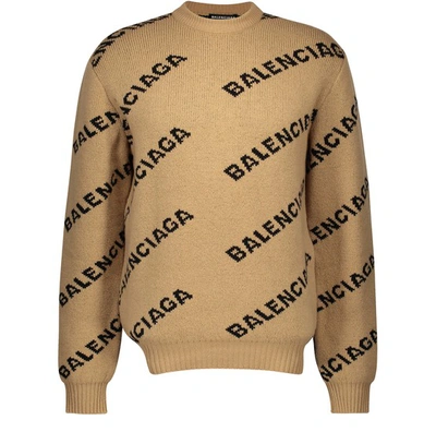 Shop Balenciaga Allover Logo Wool Jumper In 9364