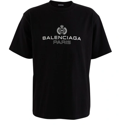 Shop Balenciaga Paris Laurel T-shirt In Black