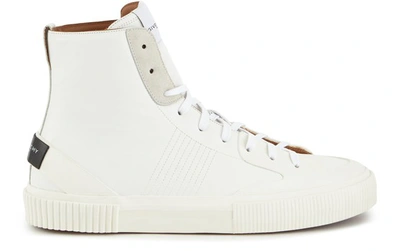 Shop Givenchy High-top Leather Trainers In White