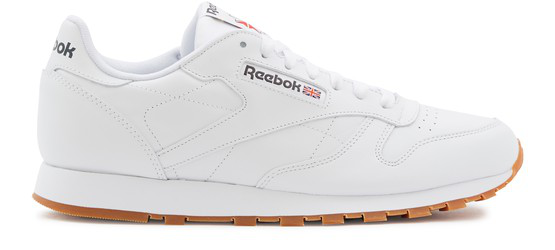 reebok classic white leather trainers with gum sole